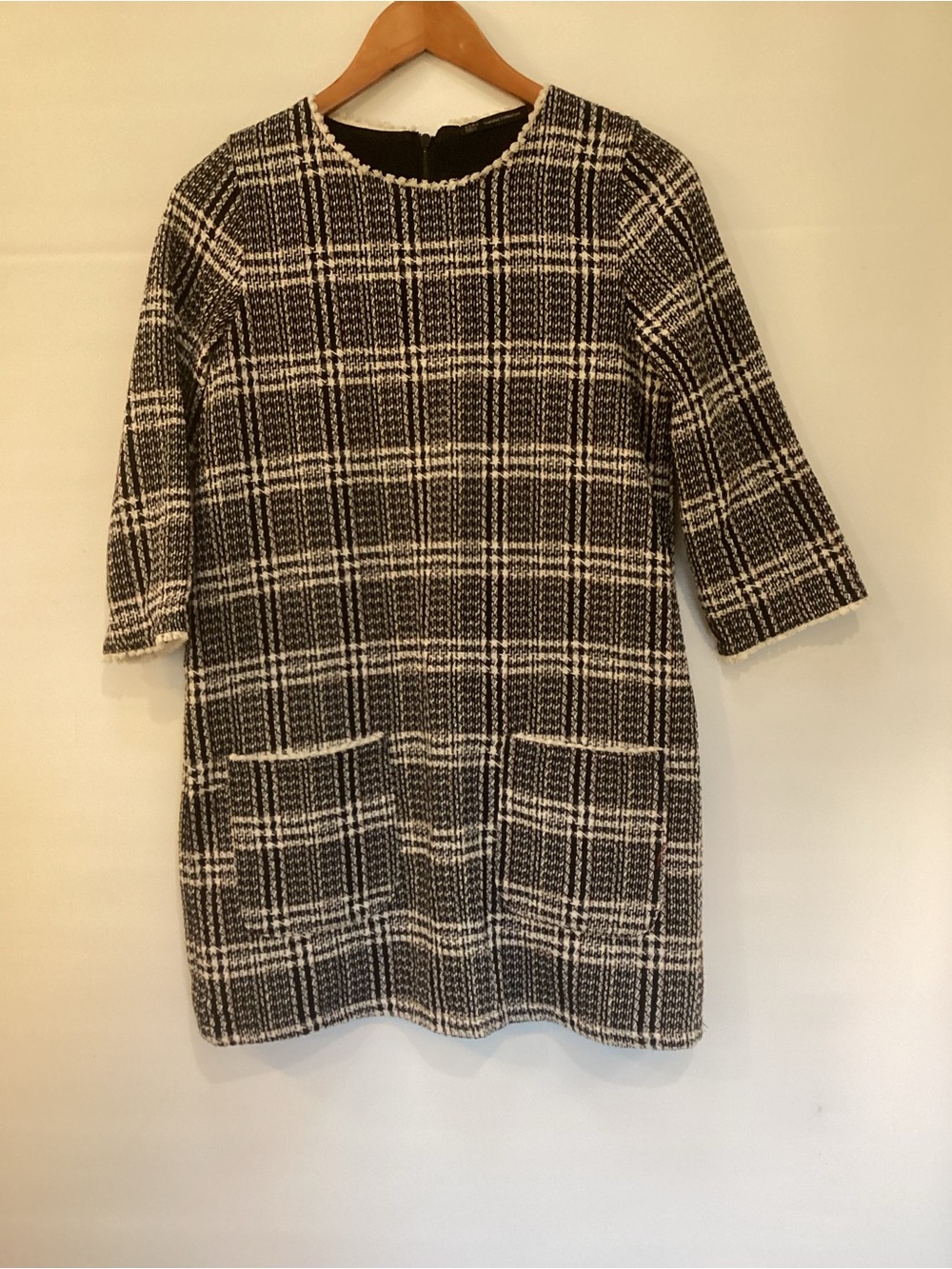 Zara Classic Black and White Plaid Shift Dress